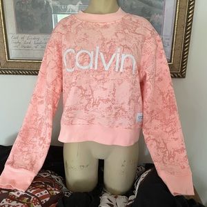 Calvin Klein, Super Soft Peach Snake or Animal Print, Crew Neck Sweater.